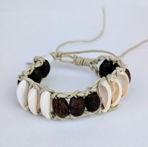 Black Wooden Beads And Cowrie Shell Bracelet
